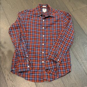 J. Crew Orange and Blue Plaid Button-Down Shirt